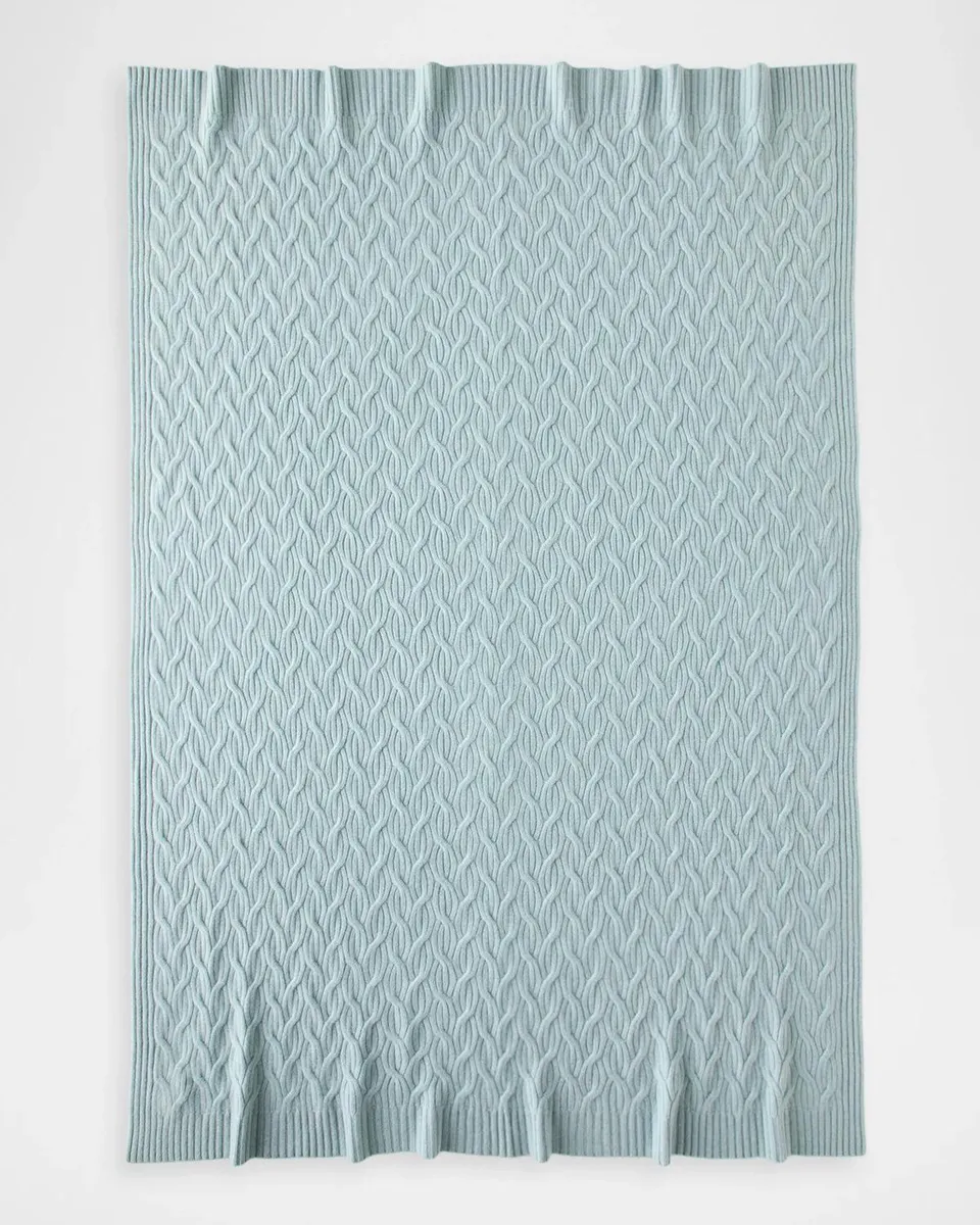Sofia Cashmere Modern Cable-Knit Cashmere Throw, 56" x 72" | Thumbnail 3 Sofia Cashmere Modern Cable-Knit Cashmere Throw, 56" x 72" | Thumbnail 3