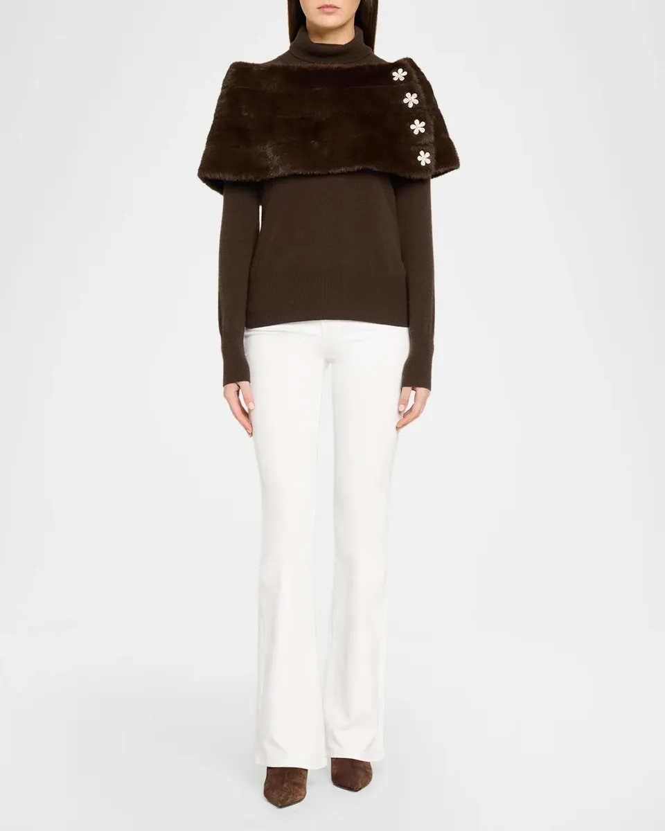 Carolyn Rowan Emilia Faux Fur Shrug with Flower Buttons | Thumbnail 2 Carolyn Rowan Emilia Faux Fur Shrug with Flower Buttons | Thumbnail 2