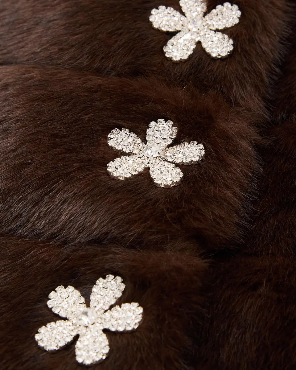 Carolyn Rowan Emilia Faux Fur Shrug with Flower Buttons | Thumbnail 4 Carolyn Rowan Emilia Faux Fur Shrug with Flower Buttons | Thumbnail 4