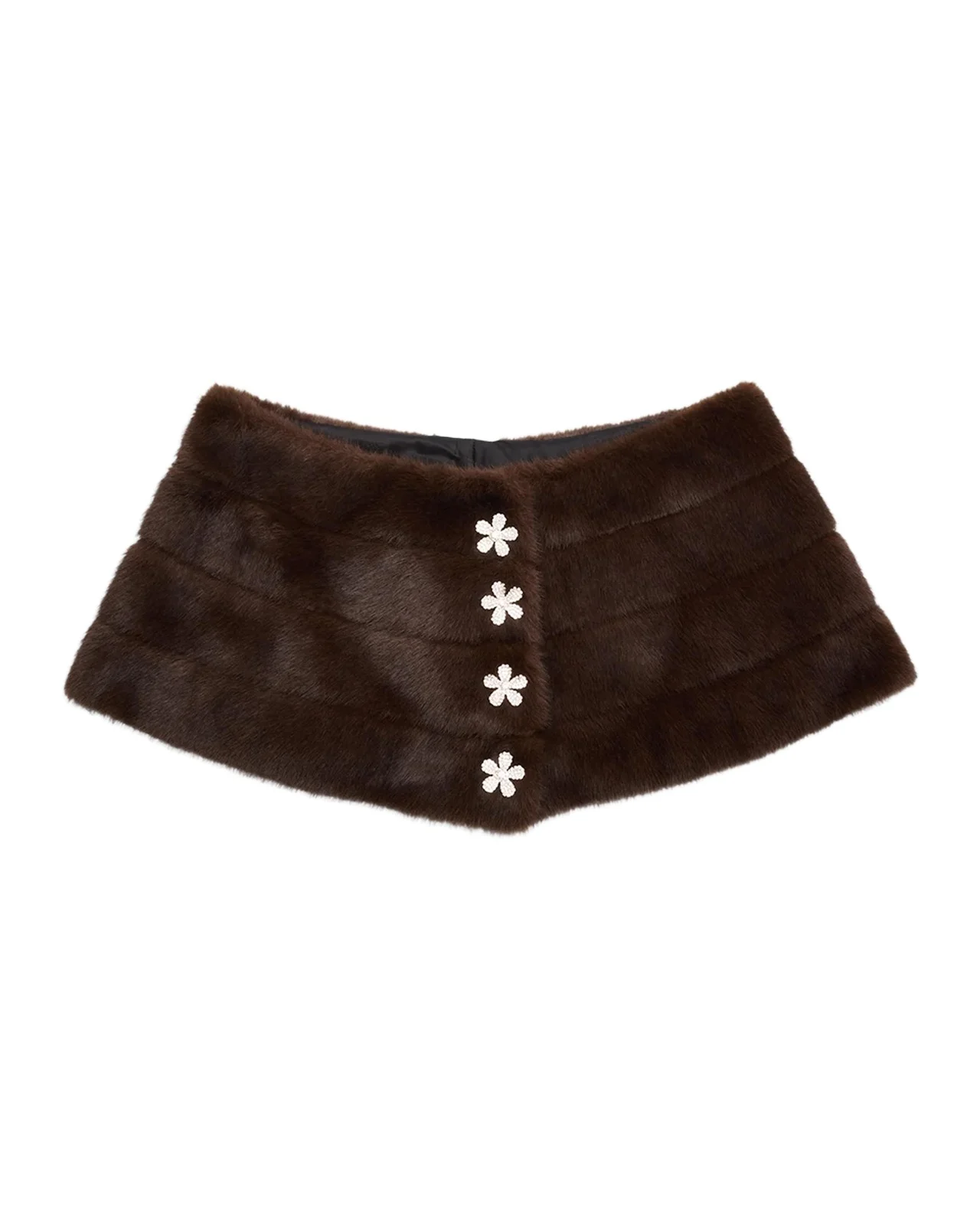 Carolyn Rowan Emilia Faux Fur Shrug with Flower Buttons