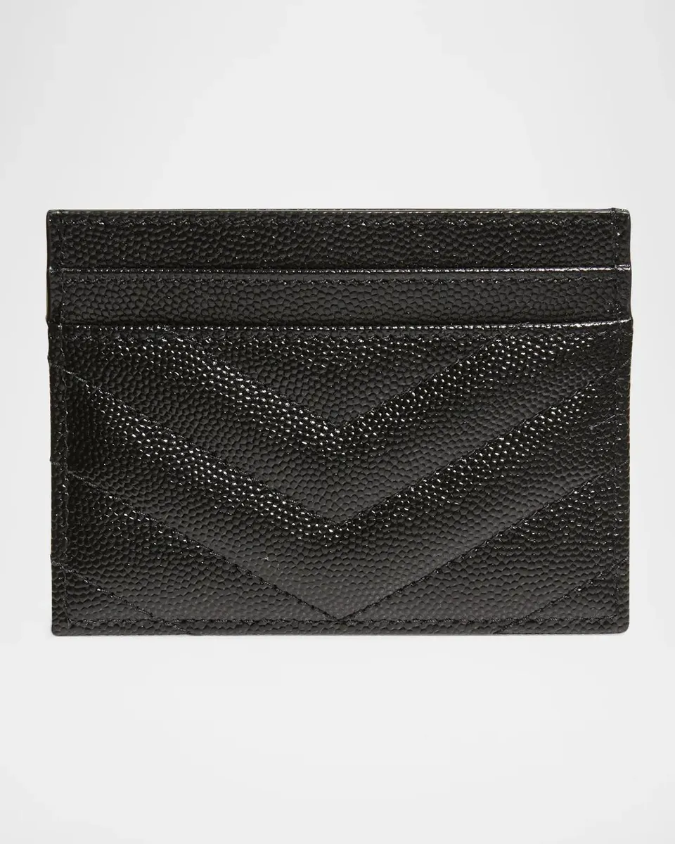 Saint Laurent Grain De Poudre Leather Cassandre Card Case | Thumbnail 3 Saint Laurent Grain De Poudre Leather Cassandre Card Case | Thumbnail 3