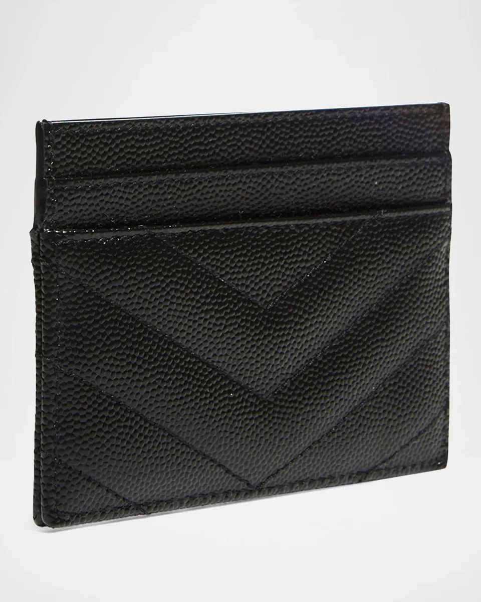 Saint Laurent Grain De Poudre Leather Cassandre Card Case | Thumbnail 4 Saint Laurent Grain De Poudre Leather Cassandre Card Case | Thumbnail 4