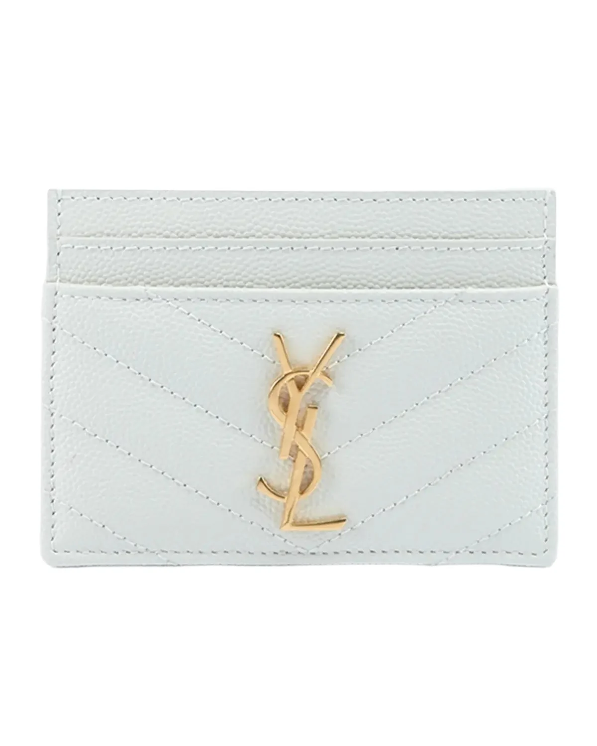Saint Laurent Grain De Poudre Leather Cassandre Card Case