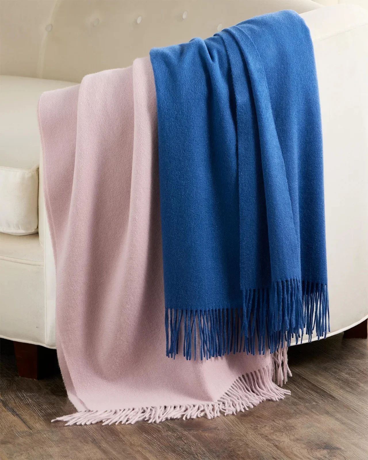 Sofia Cashmere Fringed Cashmere Throw Blanket, 56" x 72"