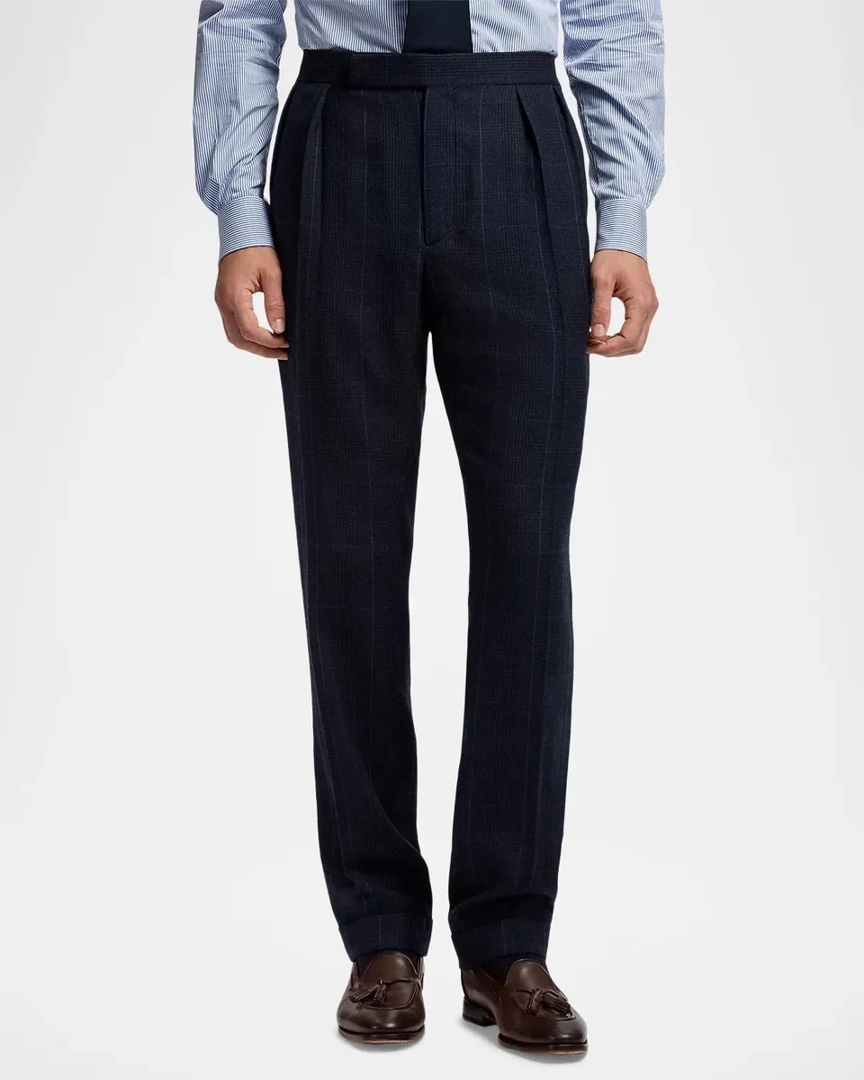 Ralph Lauren Purple Label Men's Gregory Hand-Tailored Cashmere Pleated Trousers | Thumbnail 4 Ralph Lauren Purple Label Men's Gregory Hand-Tailored Cashmere Pleated Trousers | Thumbnail 4