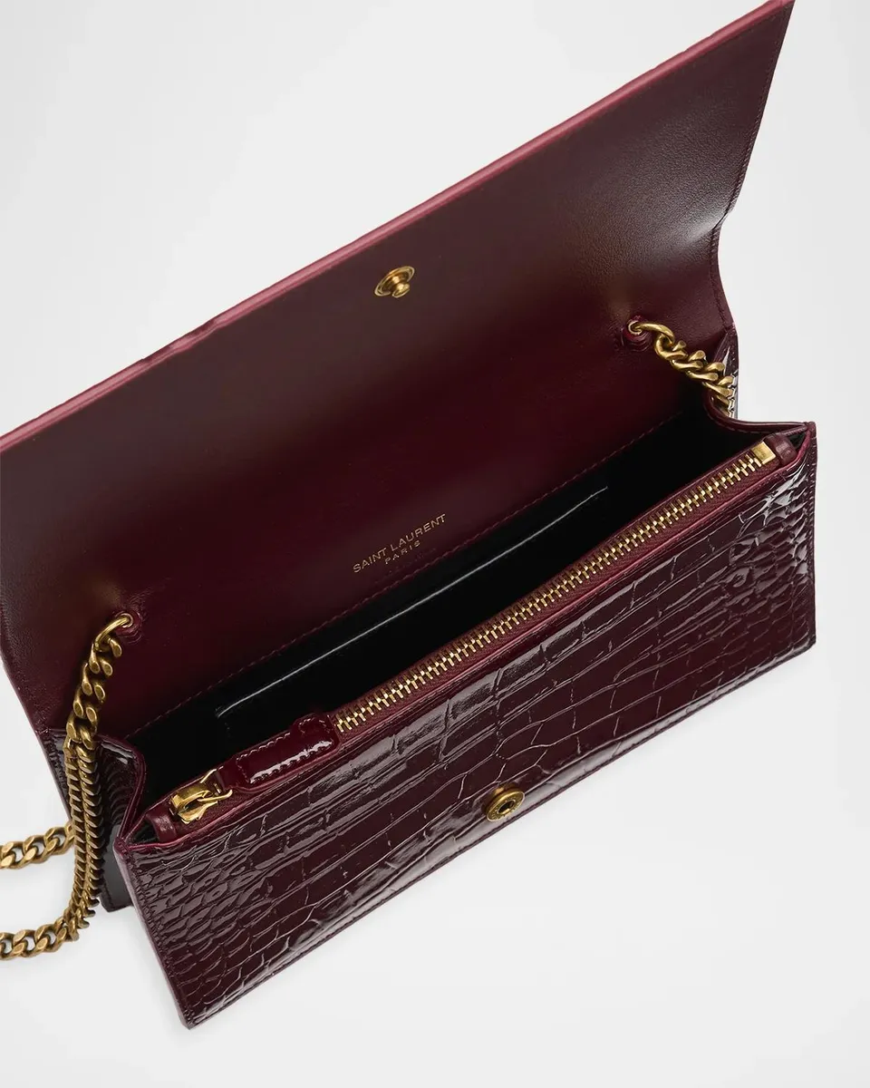 Saint Laurent YSL Croc-Embossed Leather Crossbody Bag | Thumbnail 4 Saint Laurent YSL Croc-Embossed Leather Crossbody Bag | Thumbnail 4