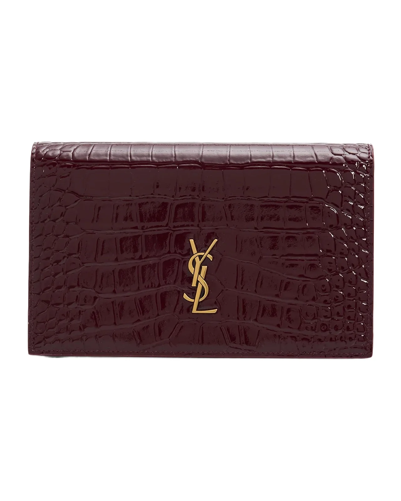 Saint Laurent YSL Croc-Embossed Leather Crossbody Bag
