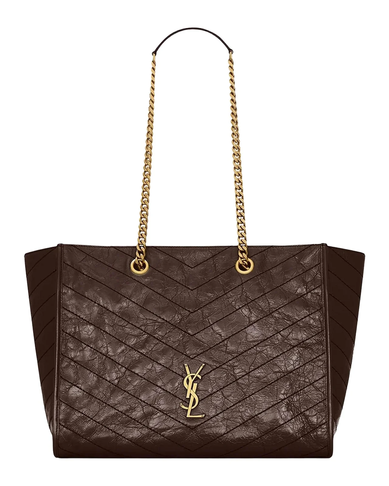 Saint Laurent Niki YSL Chevron Quilted Shopping Tote Bag