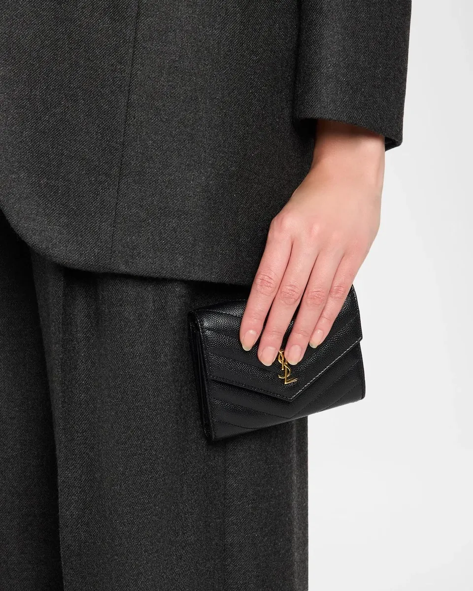 Saint Laurent YSL Trifold Grain Leather Wallet | Thumbnail 2