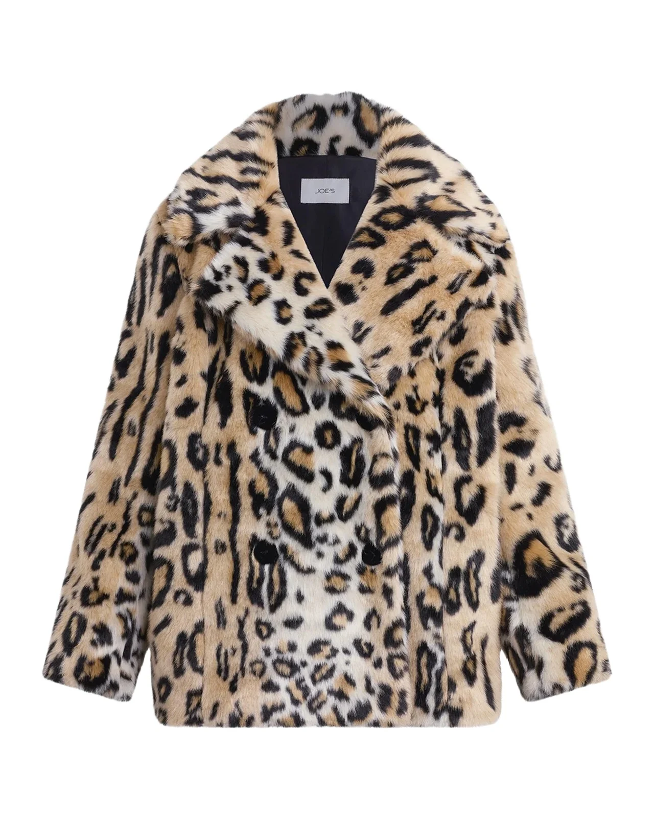 Joe's Jeans The Leopard Double-Breasted Faux-Fur Coat