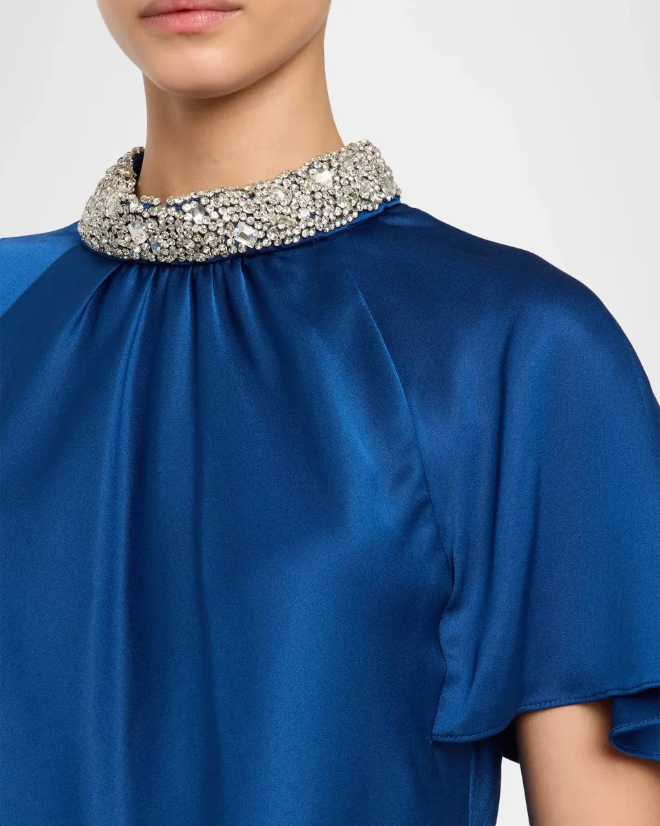 Simkhai Loreta Embellished-Collar Satin Blouse | Thumbnail 5 Simkhai Loreta Embellished-Collar Satin Blouse | Thumbnail 5