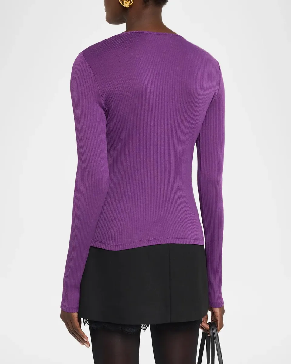Vince Ribbed Long-Sleeve Crewneck Top | Thumbnail 3 Vince Ribbed Long-Sleeve Crewneck Top | Thumbnail 3