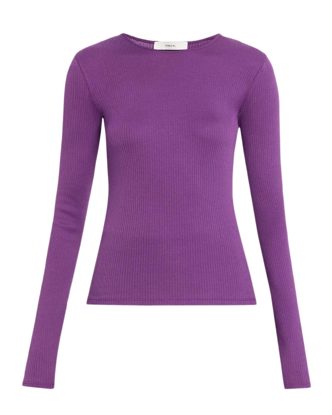 Ribbed Long-Sleeve Crewneck Top