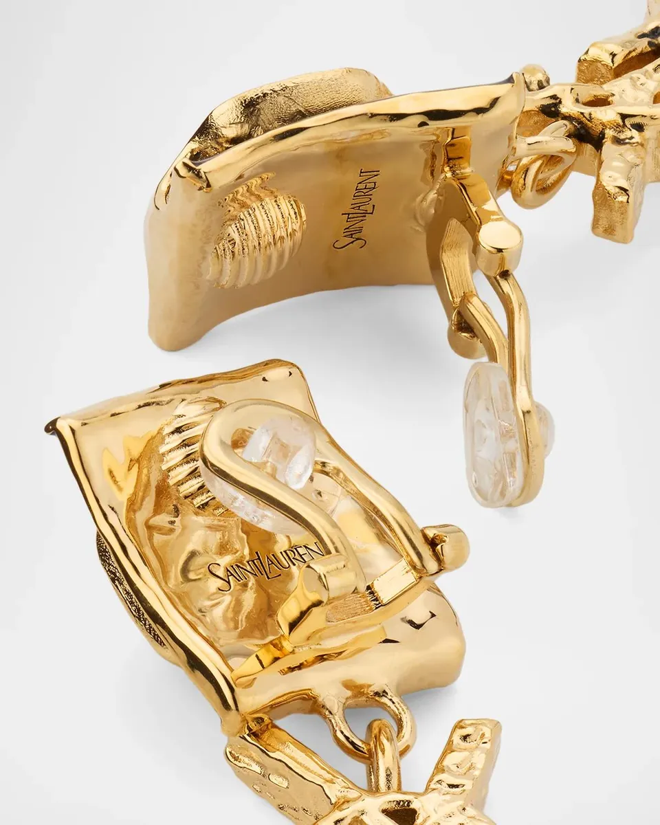 Saint Laurent YSL Pendant Rhinestone & Enamel Earrings | Thumbnail 4
