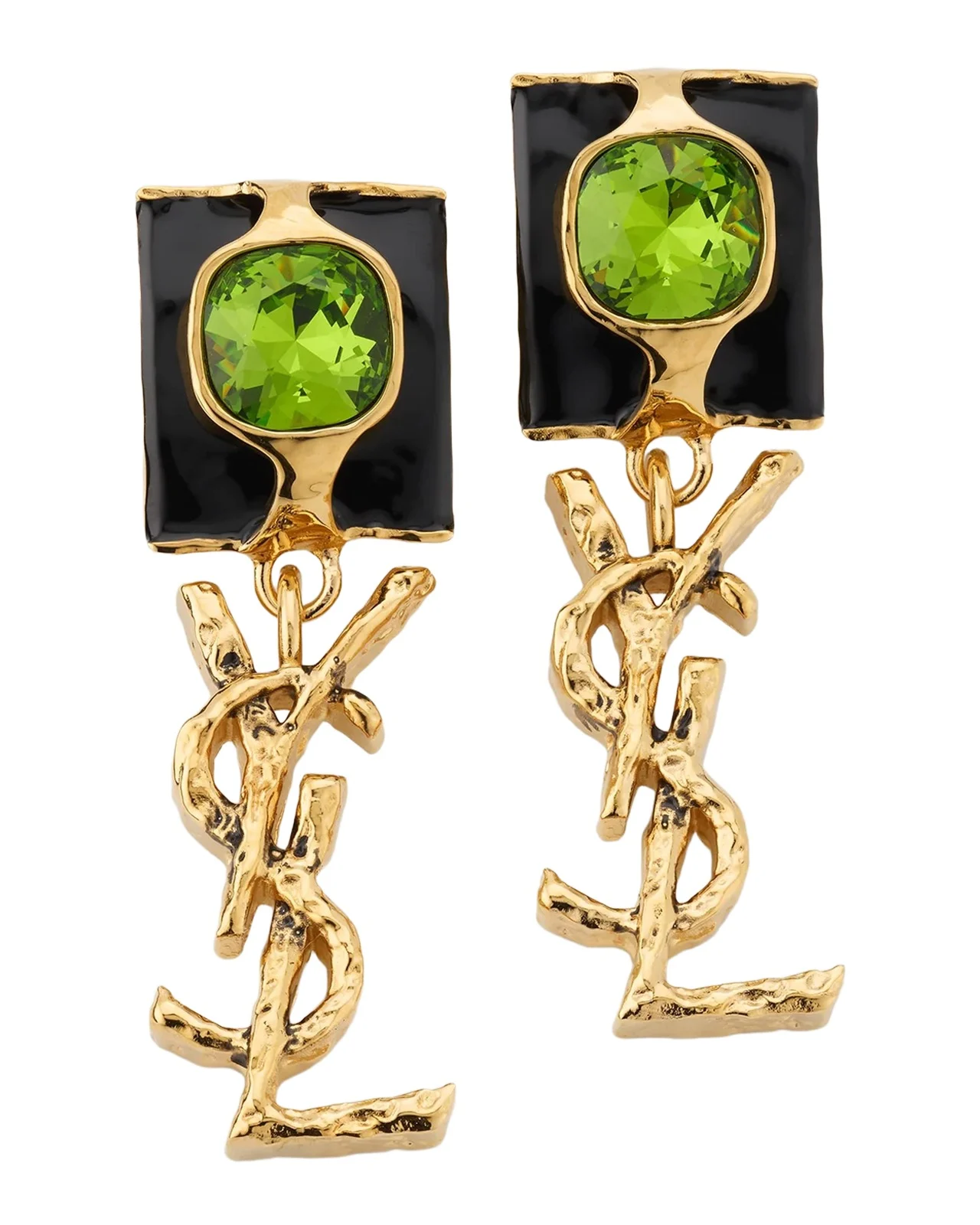YSL Pendant Rhinestone & Enamel Earrings YSL Pendant Rhinestone & Enamel Earrings