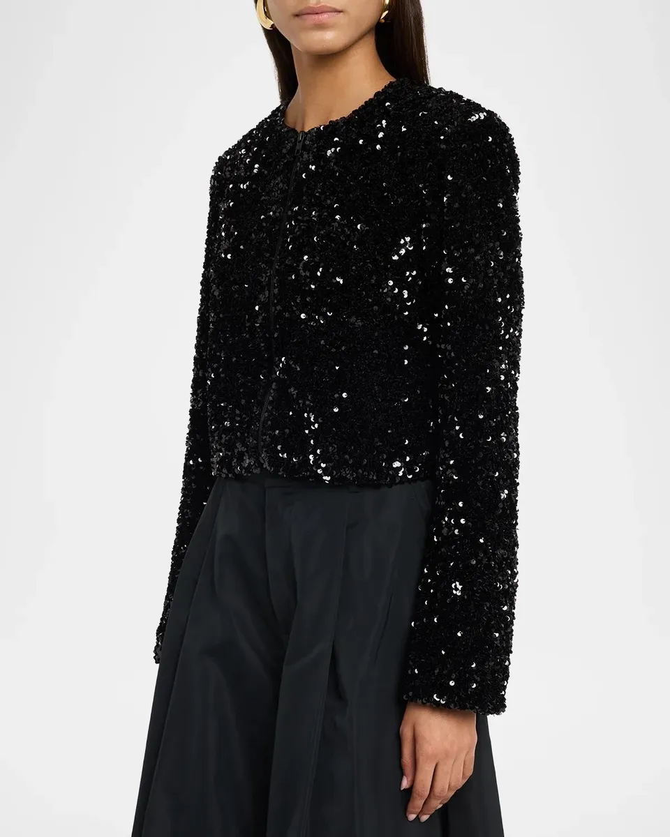 Vince Sequined Collarless Jacket | Thumbnail 4 Vince Sequined Collarless Jacket | Thumbnail 4