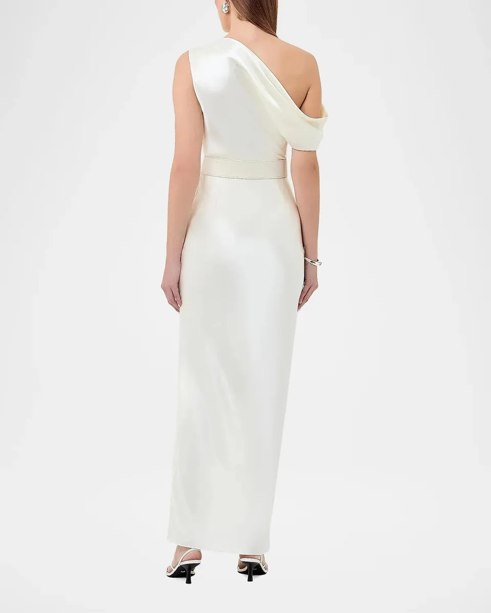 NICHOLAS Eartha Off-Shoulder Bodycon Satin Gown | Thumbnail 3 NICHOLAS Eartha Off-Shoulder Bodycon Satin Gown | Thumbnail 3