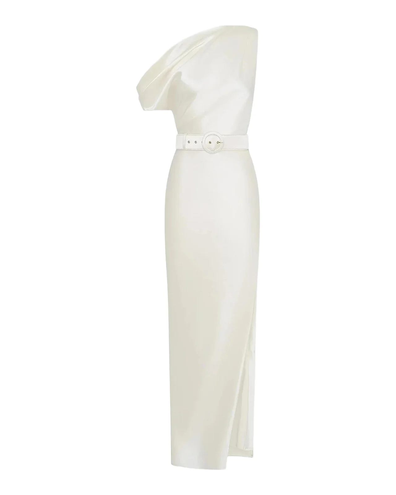 NICHOLAS Eartha Off-Shoulder Bodycon Satin Gown | Thumbnail 1 NICHOLAS Eartha Off-Shoulder Bodycon Satin Gown | Thumbnail 1