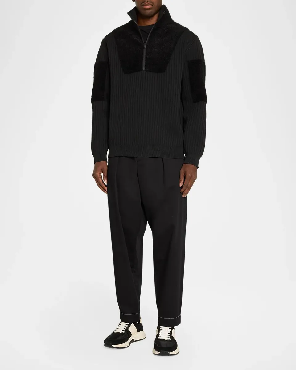 Adidas x Y-3 Men's Knit-Panel Blocked Half-Zip Sweatshirt | Thumbnail 2 Adidas x Y-3 Men's Knit-Panel Blocked Half-Zip Sweatshirt | Thumbnail 2