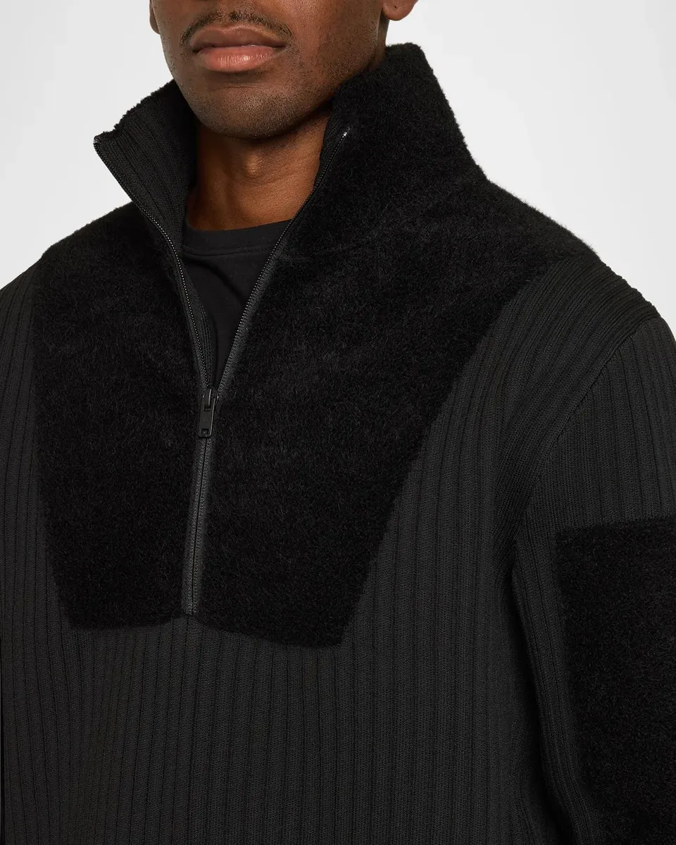 Adidas x Y-3 Men's Knit-Panel Blocked Half-Zip Sweatshirt | Thumbnail 5 Adidas x Y-3 Men's Knit-Panel Blocked Half-Zip Sweatshirt | Thumbnail 5