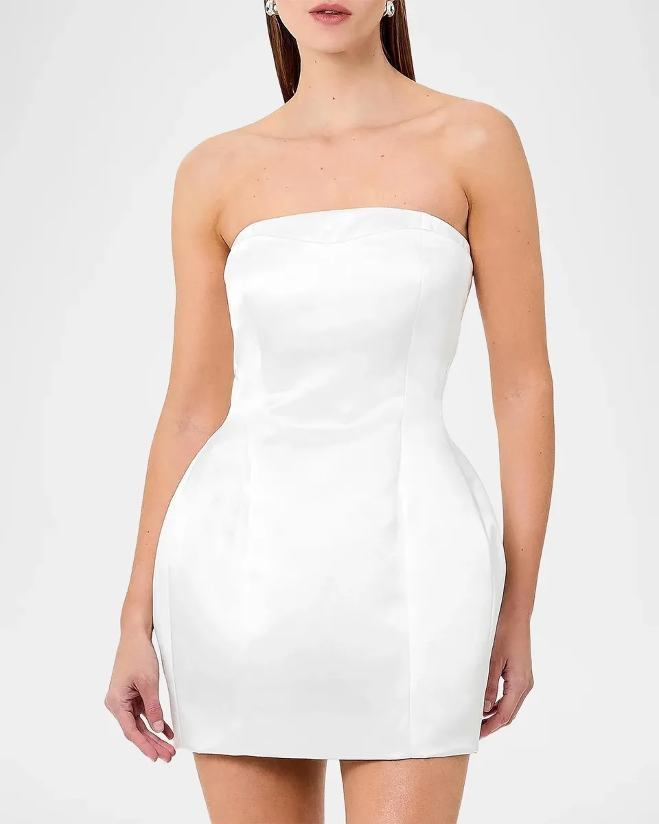 NICHOLAS Kaline Strapless Satin Mini Dress | Thumbnail 4