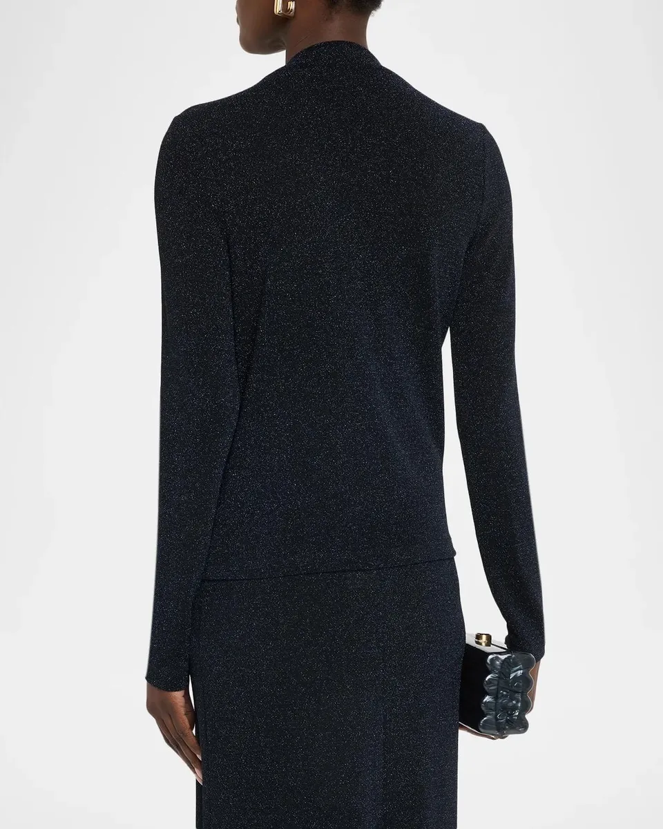 Vince Twist Mock-Neck Metallic Top | Thumbnail 3 Vince Twist Mock-Neck Metallic Top | Thumbnail 3