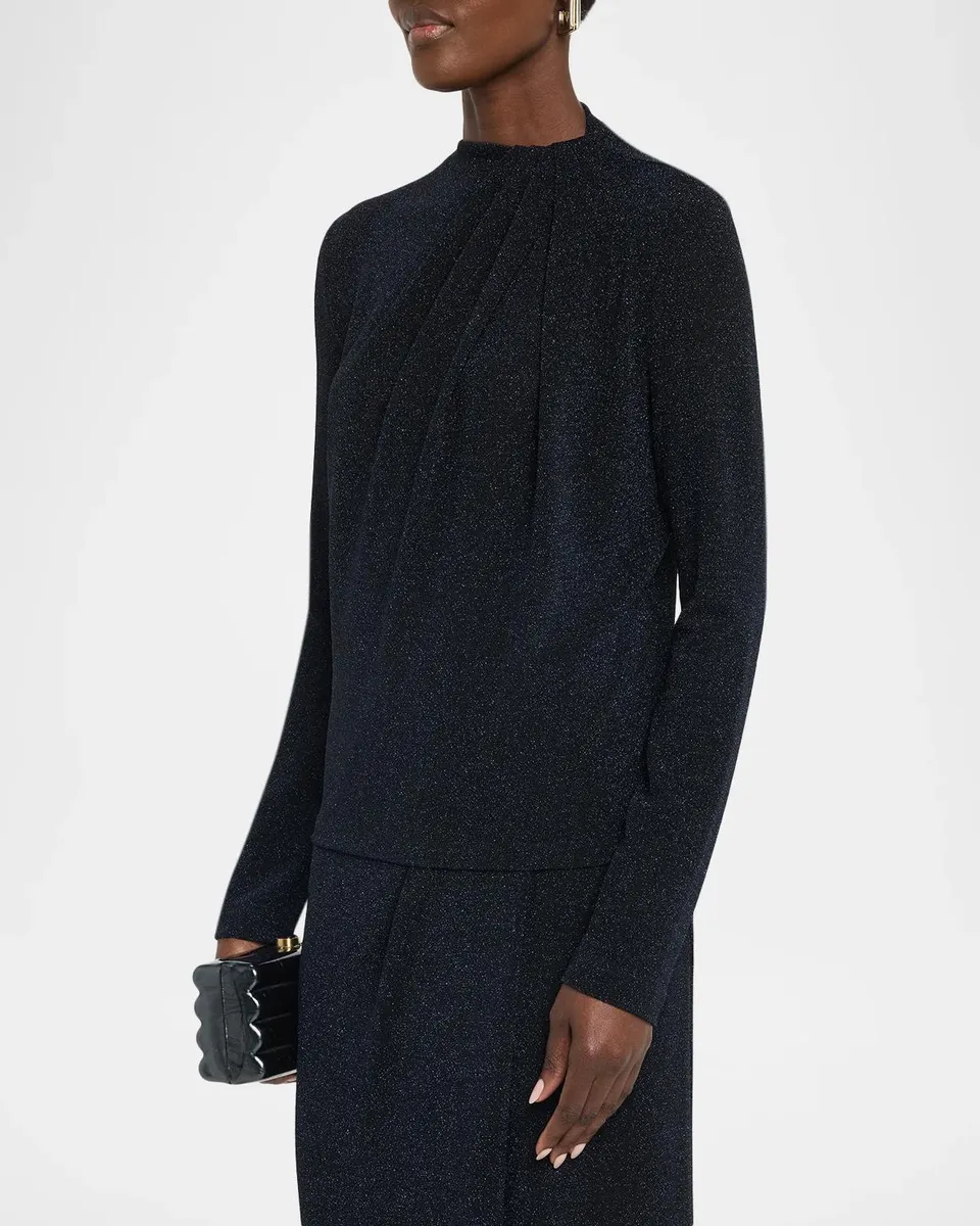 Vince Twist Mock-Neck Metallic Top | Thumbnail 4 Vince Twist Mock-Neck Metallic Top | Thumbnail 4