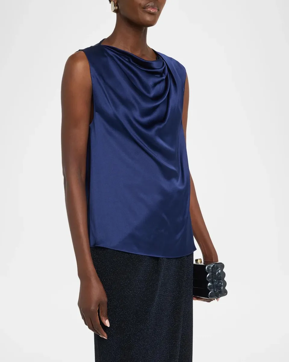 Vince Bias Twist Shoulder Cowl-Neck Silk Blouse | Thumbnail 4 Vince Bias Twist Shoulder Cowl-Neck Silk Blouse | Thumbnail 4
