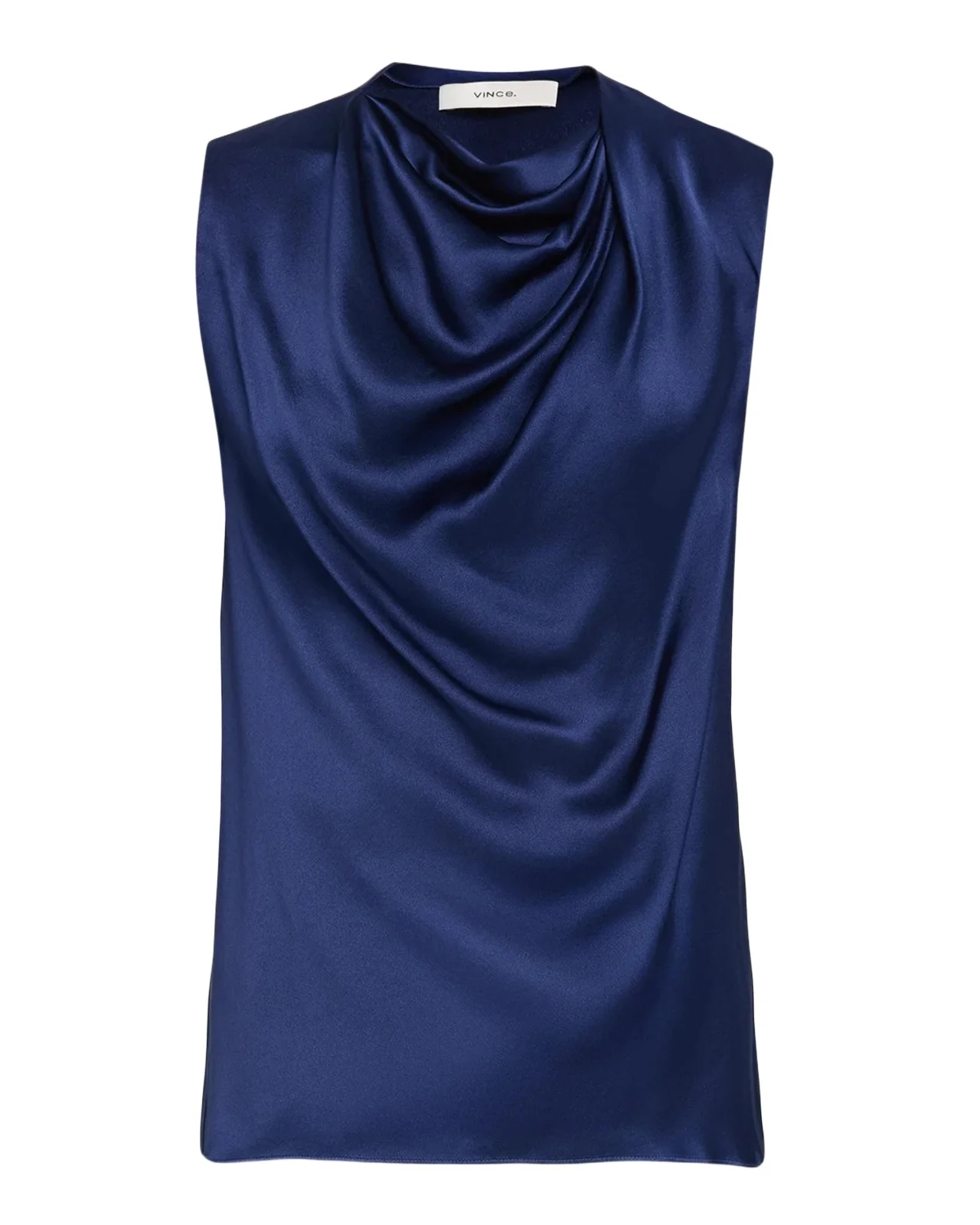 Bias Twist Shoulder Cowl-Neck Silk Blouse