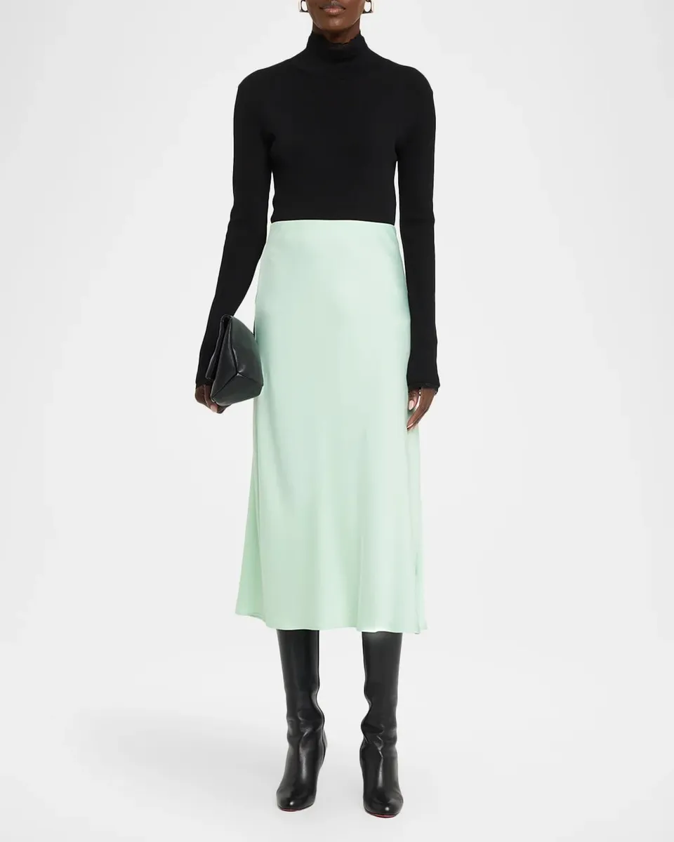 Vince Lace Trim Wool-Blend Rib Mock-Neck Top | Thumbnail 2
