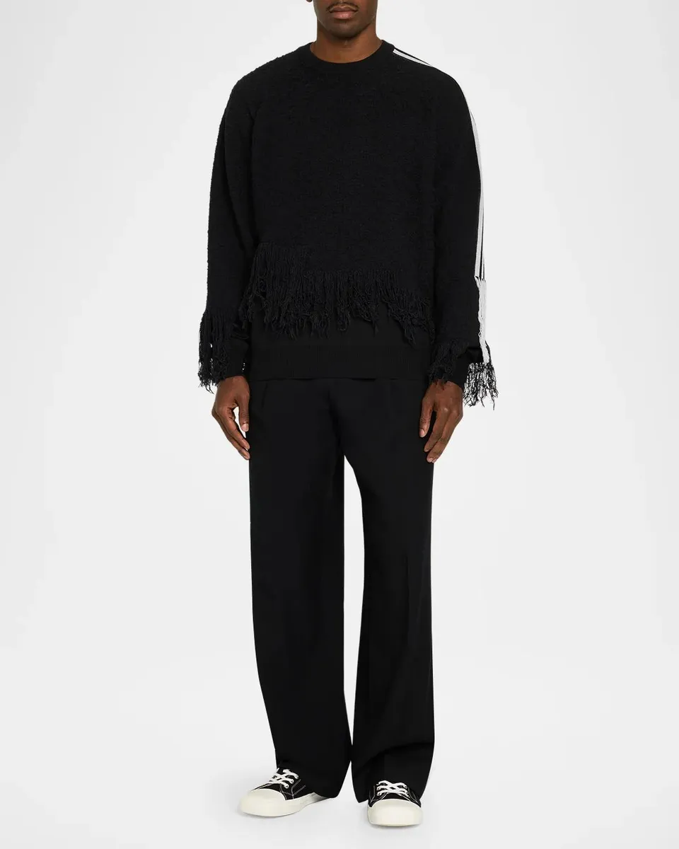 Adidas x Y-3 Men's 3-Stripes Fringy Wool Sweater | Thumbnail 2 Adidas x Y-3 Men's 3-Stripes Fringy Wool Sweater | Thumbnail 2
