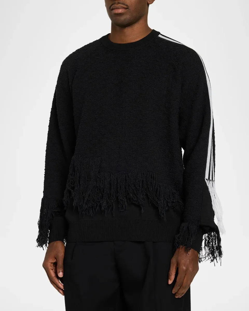 Adidas x Y-3 Men's 3-Stripes Fringy Wool Sweater | Thumbnail 4 Adidas x Y-3 Men's 3-Stripes Fringy Wool Sweater | Thumbnail 4