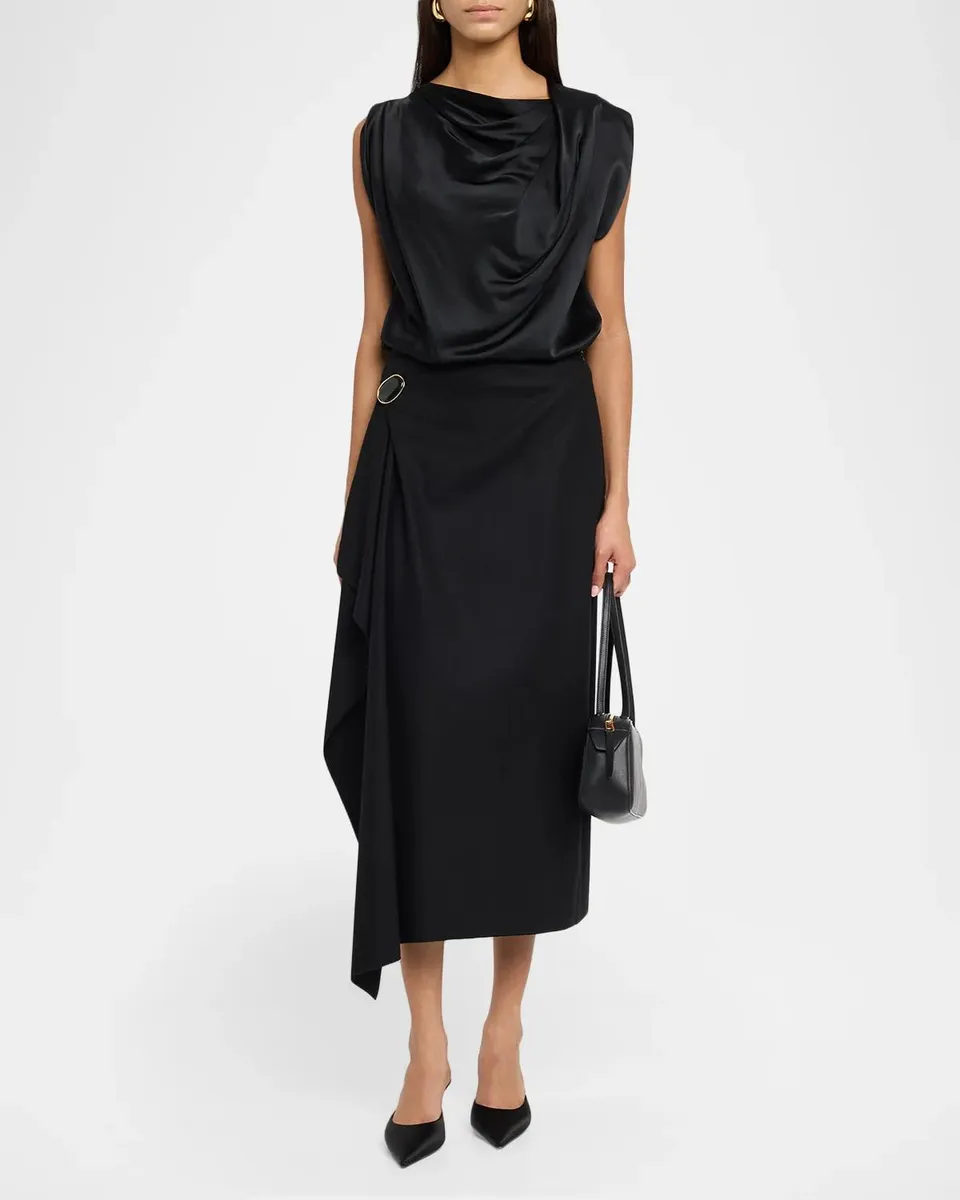 Vince Bias Twist Shoulder Cowl-Neck Silk Blouse | Thumbnail 2 Vince Bias Twist Shoulder Cowl-Neck Silk Blouse | Thumbnail 2