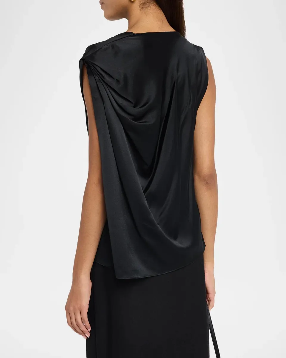 Vince Bias Twist Shoulder Cowl-Neck Silk Blouse | Thumbnail 3 Vince Bias Twist Shoulder Cowl-Neck Silk Blouse | Thumbnail 3