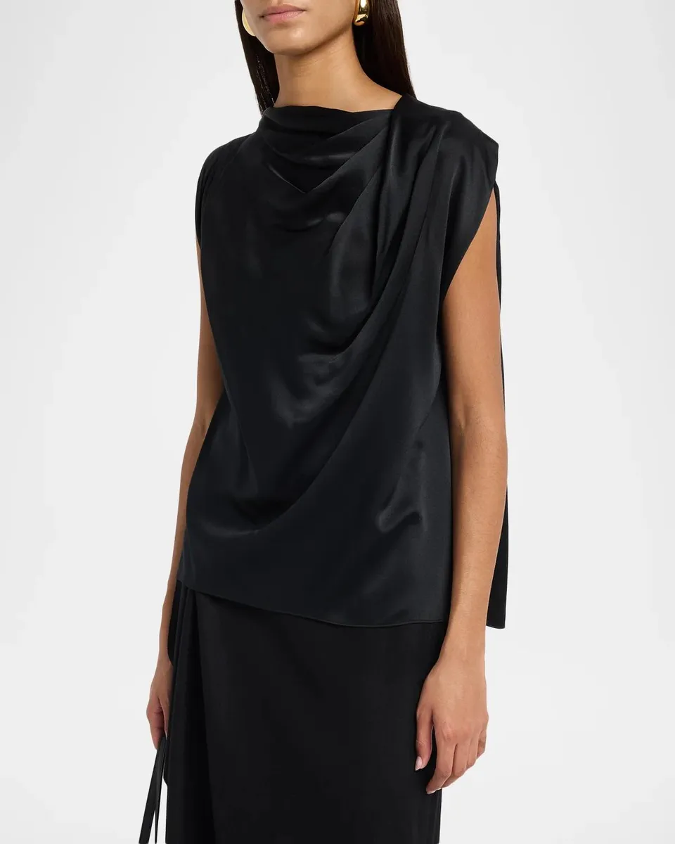 Vince Bias Twist Shoulder Cowl-Neck Silk Blouse | Thumbnail 4 Vince Bias Twist Shoulder Cowl-Neck Silk Blouse | Thumbnail 4
