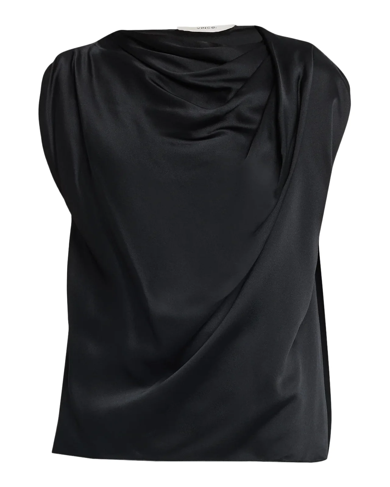 Bias Twist Shoulder Cowl-Neck Silk Blouse