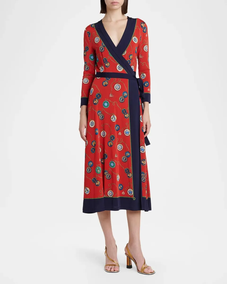 Etro Nautical Print Jersey Long-Sleeve Midi Wrap Dress | Thumbnail 2