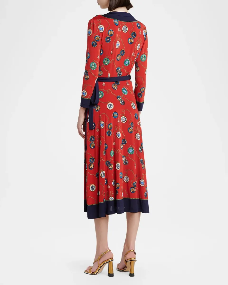 Etro Nautical Print Jersey Long-Sleeve Midi Wrap Dress | Thumbnail 3