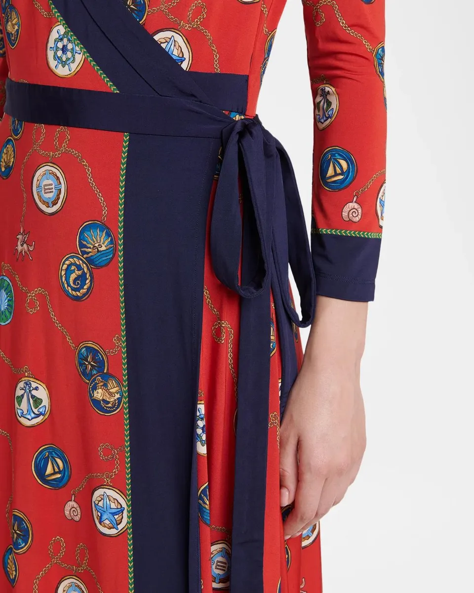Etro Nautical Print Jersey Long-Sleeve Midi Wrap Dress | Thumbnail 5