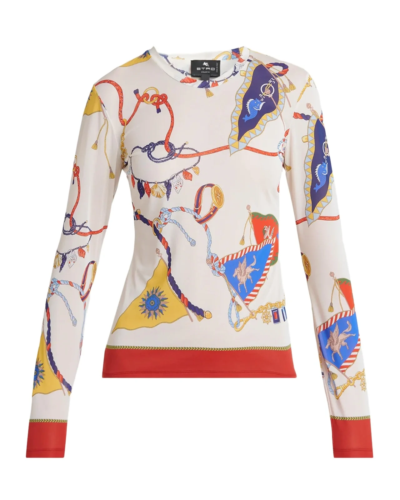 Nautical-Print Jersey Long-Sleeve Top