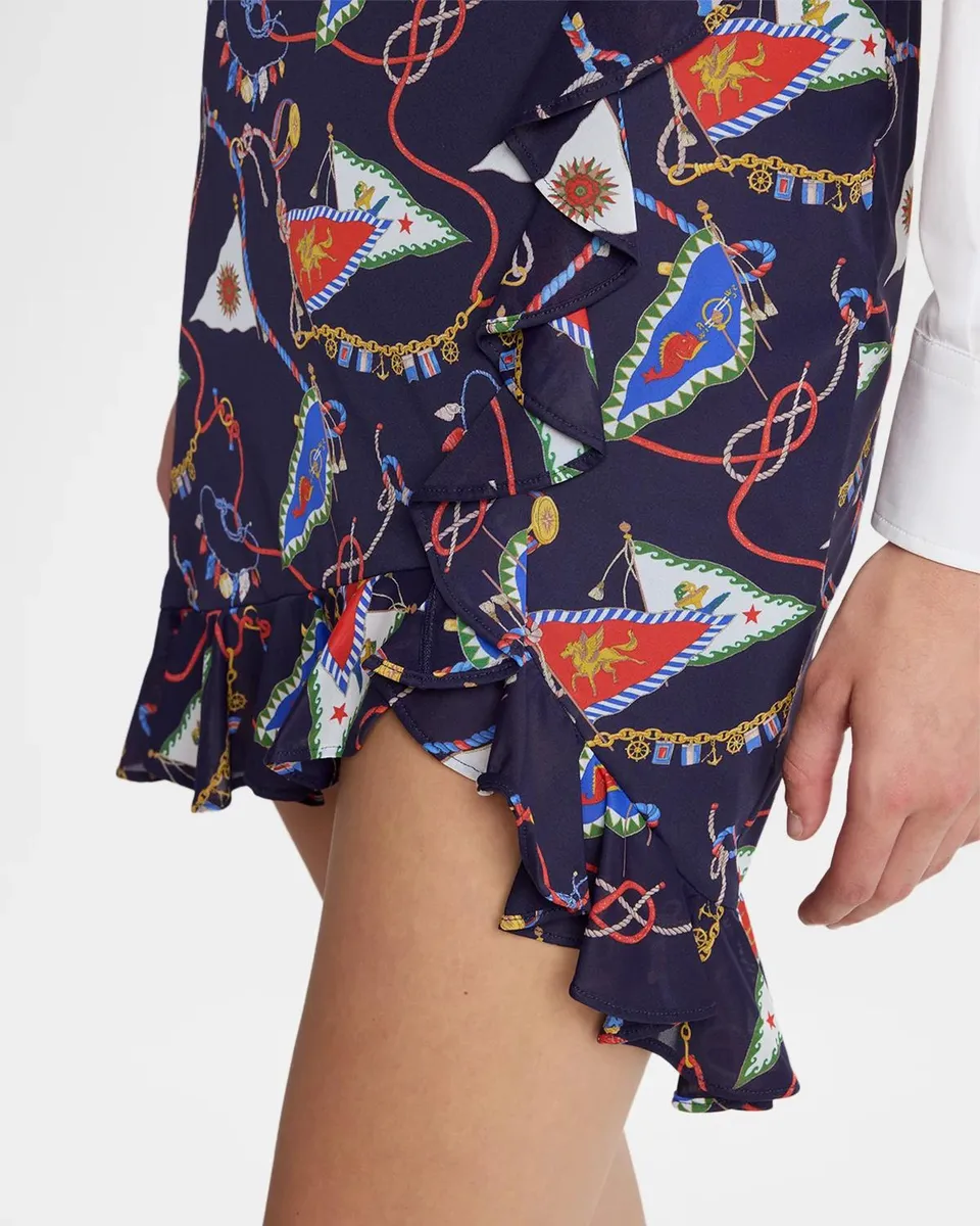 Etro Nautical Print Georgette Ruffled Tulip Mini Skirt | Thumbnail 5 Etro Nautical Print Georgette Ruffled Tulip Mini Skirt | Thumbnail 5