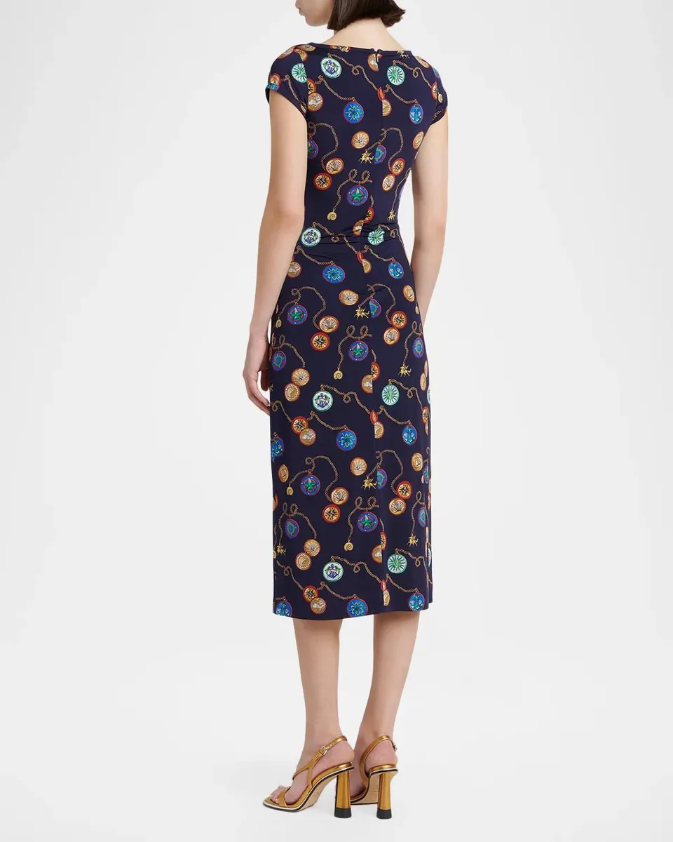 Etro Nautical-Print Jersey Cap-Sleeve Midi Dress | Thumbnail 3