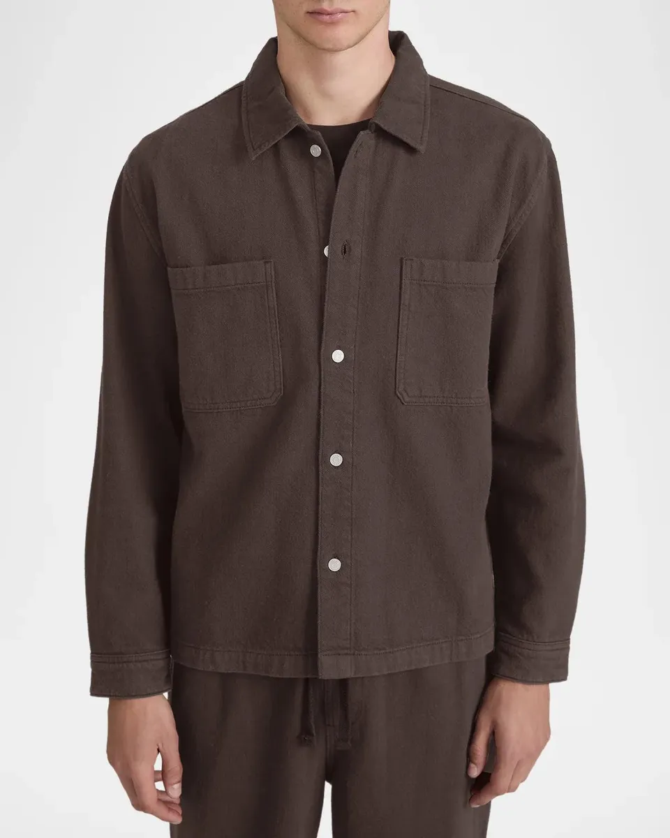 Frame Men's Textured Terry Double Pocket Relaxed Shirt | Thumbnail 4 Frame Men's Textured Terry Double Pocket Relaxed Shirt | Thumbnail 4