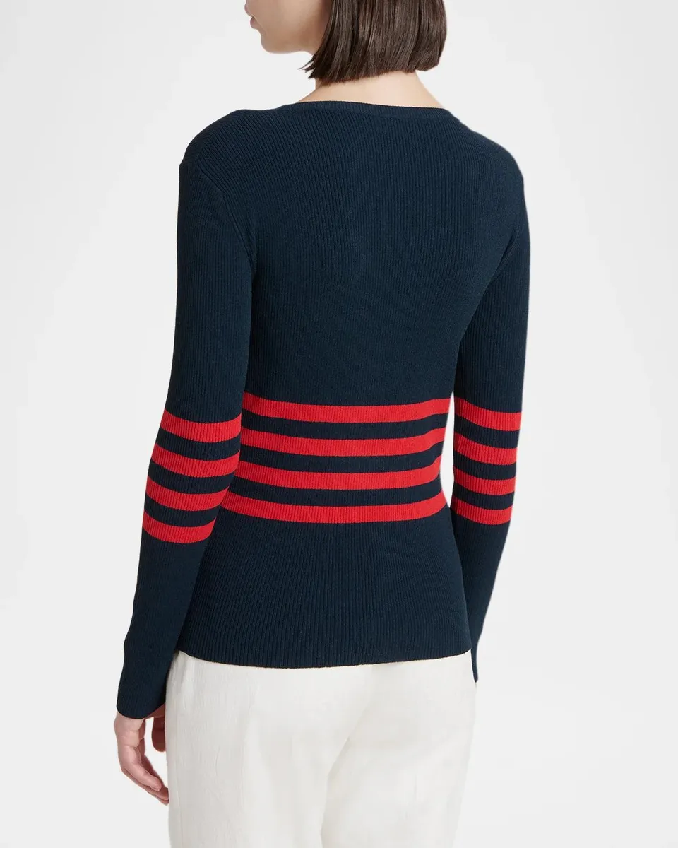 Etro Striped Rib Knit V-Neck Henley Sweater | Thumbnail 3 Etro Striped Rib Knit V-Neck Henley Sweater | Thumbnail 3