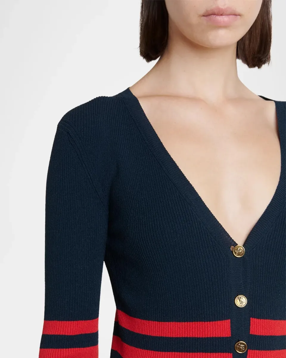 Etro Striped Rib Knit V-Neck Henley Sweater | Thumbnail 5 Etro Striped Rib Knit V-Neck Henley Sweater | Thumbnail 5