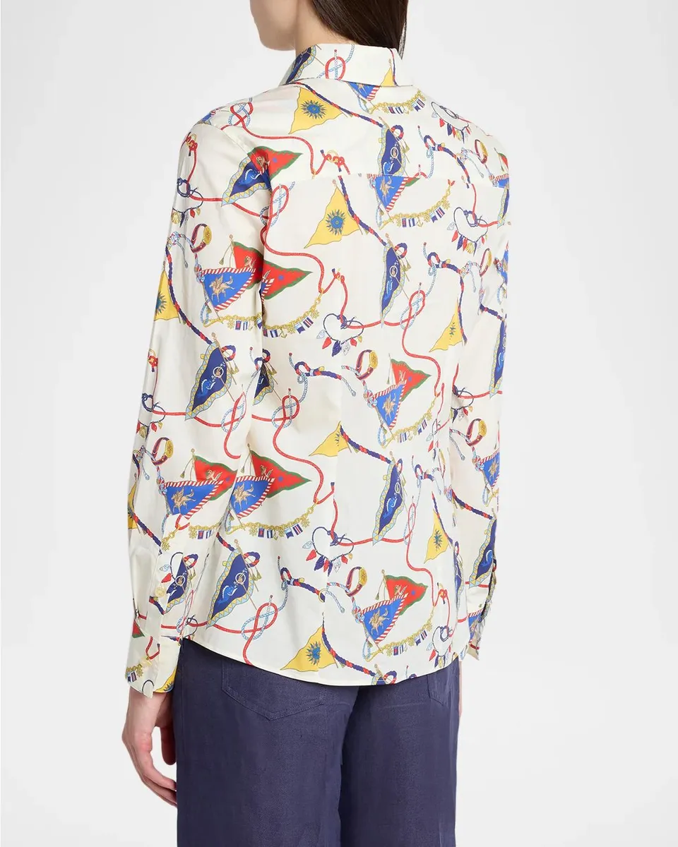 Etro Nautical-Print Stretch Cotton Poplin Button-Down Shirt | Thumbnail 3