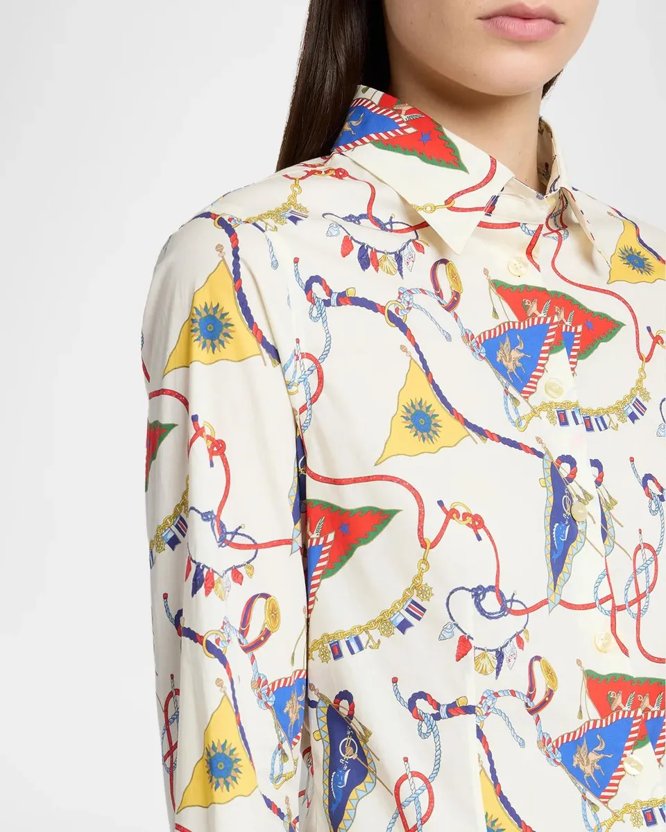 Etro Nautical-Print Stretch Cotton Poplin Button-Down Shirt | Thumbnail 5