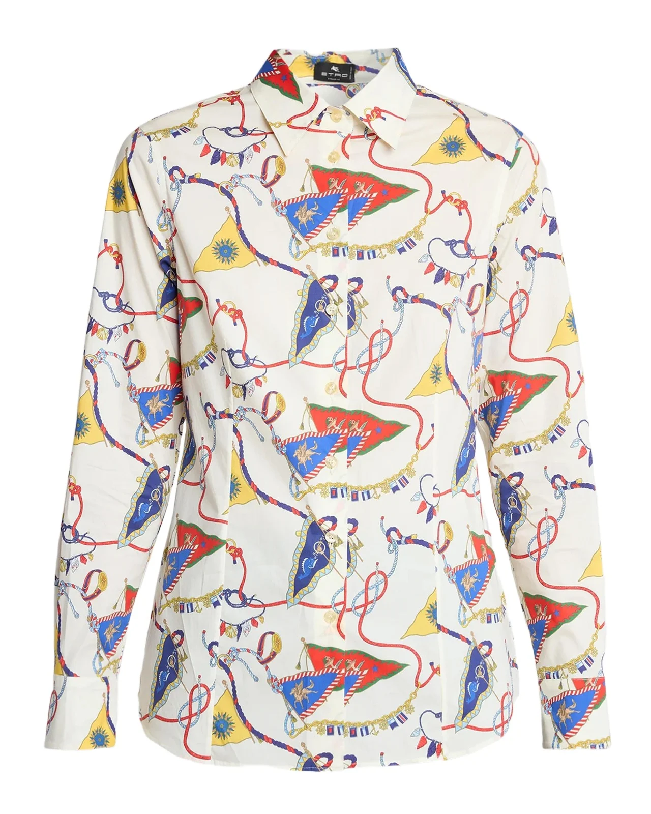 Nautical-Print Stretch Cotton Poplin Button-Down Shirt Nautical-Print Stretch Cotton Poplin Button-Down Shirt
