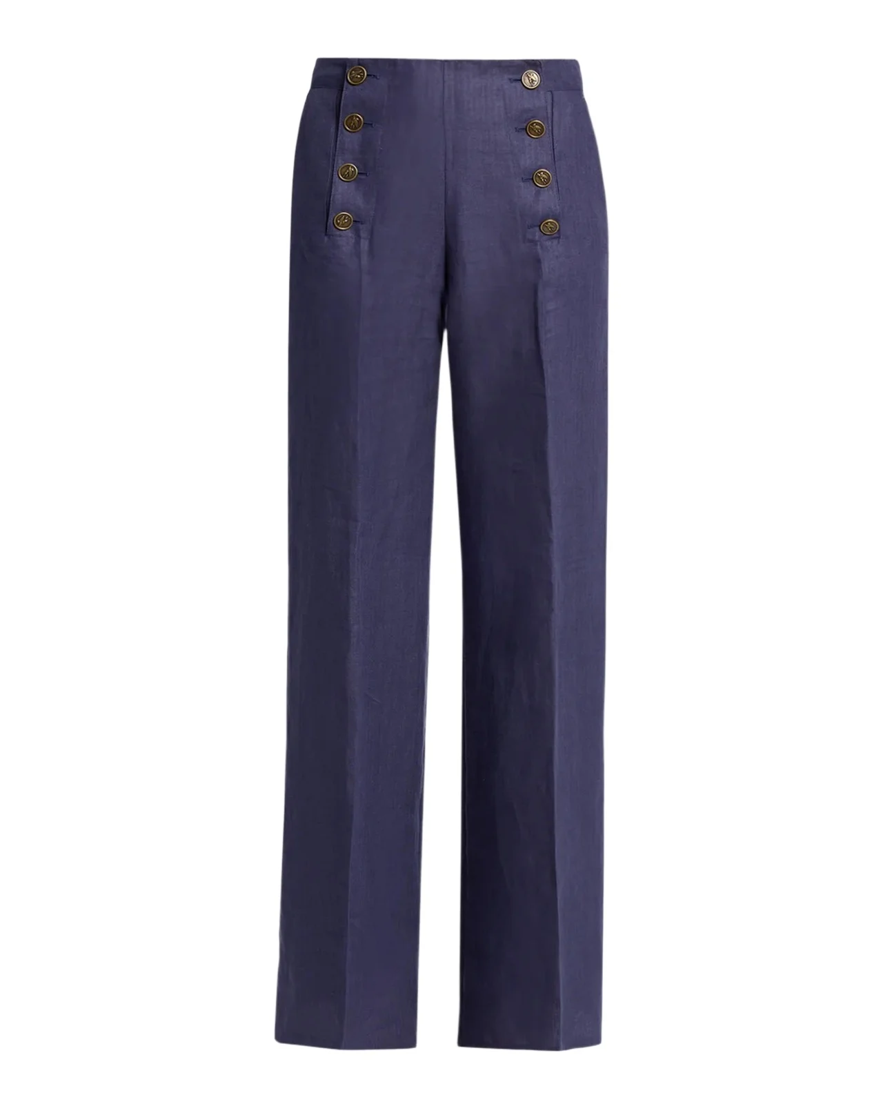 Linen Herringbone Straight-Leg Sailor Trousers