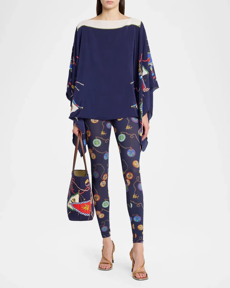 Etro Nautical-Print Silk Handkerchief Poncho Top | Thumbnail 2 Etro Nautical-Print Silk Handkerchief Poncho Top | Thumbnail 2